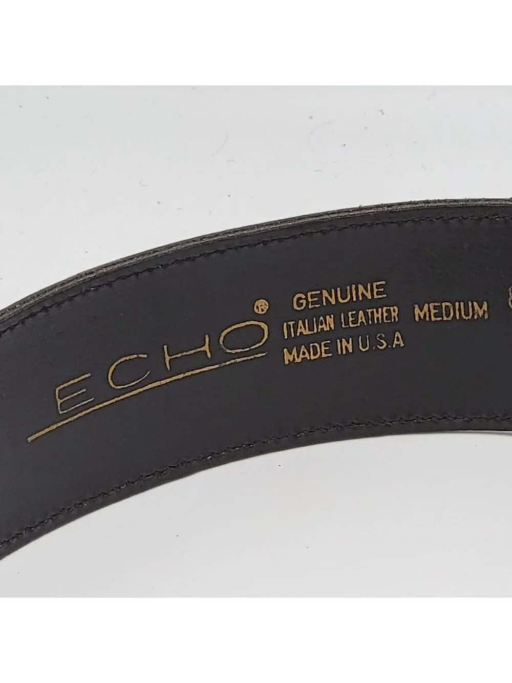 Echo Genuine Italian Leather Belt Medium Brown & Blue Made In USA